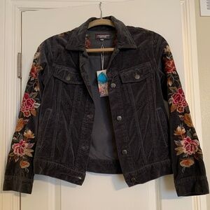 Johnny Was - Velvet Trucker Jacket Embroidered XS NWT